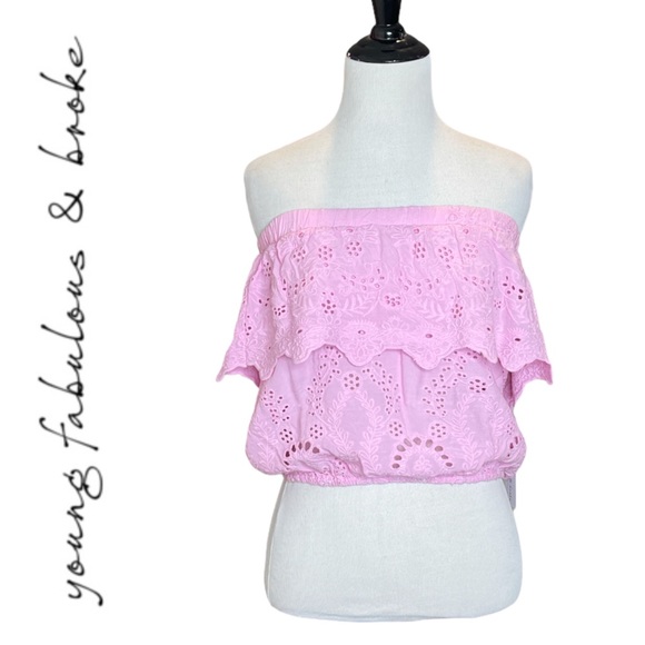 YOUNG FABULOUS AND BROKE EYELET STRAPLESS TUBE TOP **NEW** - Picture 1 of 8